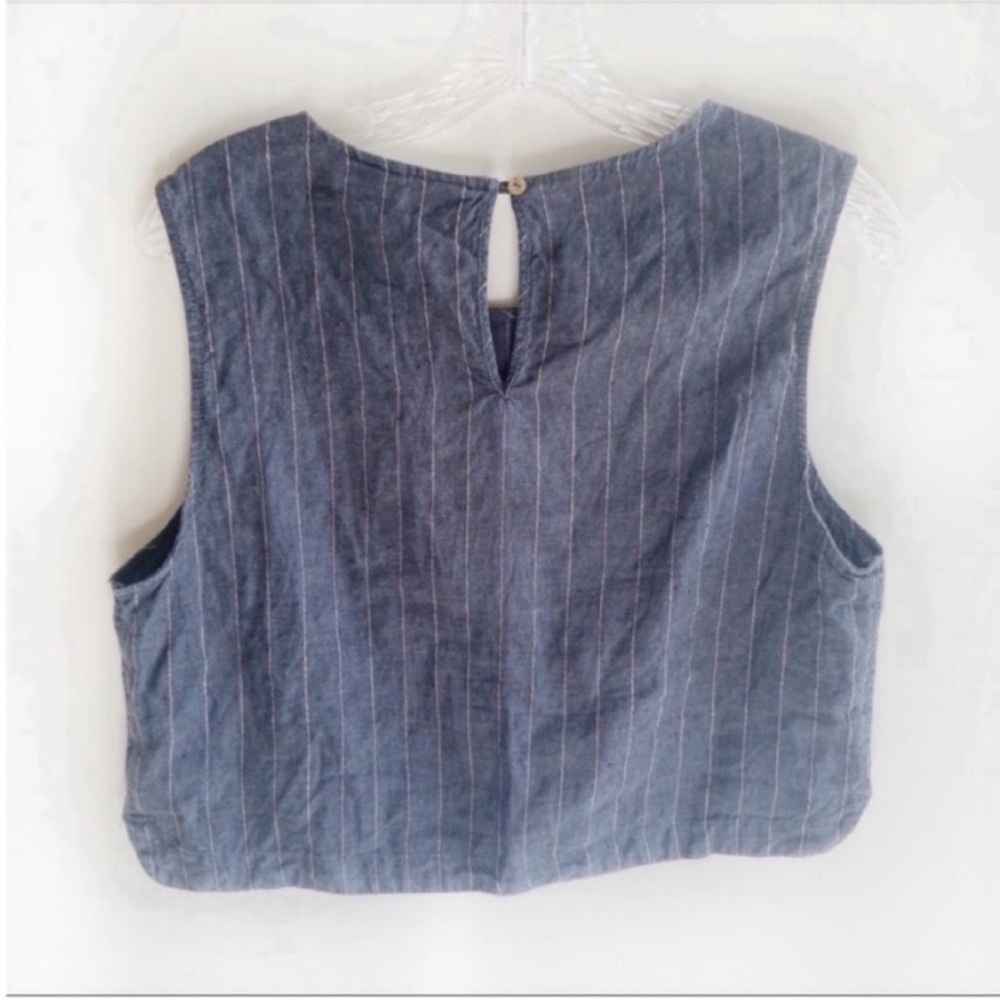 Catherine Malandrino crop top blue striped linen - Picture 7 of 7